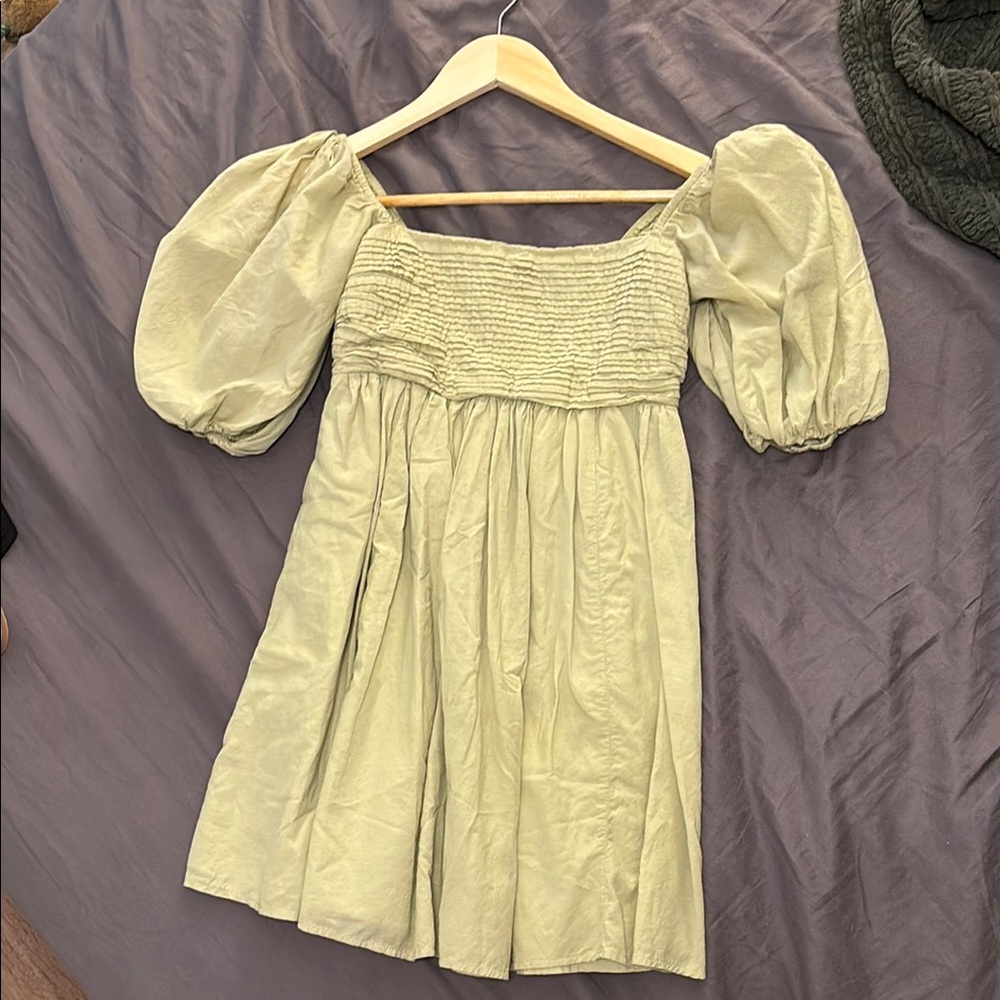 Abercrombie & Fitch Pale Green Puff Sleeve Mini Dress